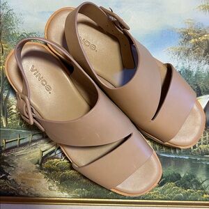 Vince Beige Cross-Strap Sandals